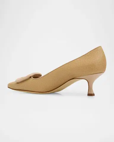 Manolo Blahnik 50mm Maysale Embossed Leather Slingback Pumps | Thumbnail 4