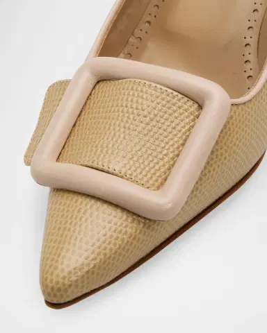Manolo Blahnik 50mm Maysale Embossed Leather Slingback Pumps | Thumbnail 5