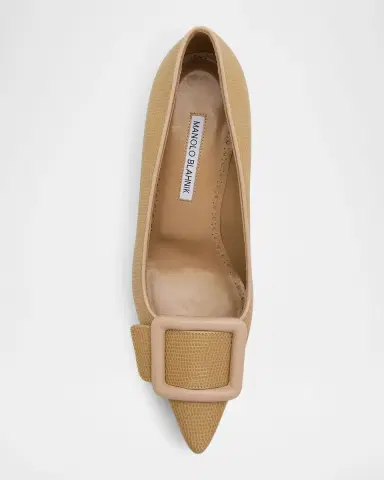 Manolo Blahnik 50mm Maysale Embossed Leather Slingback Pumps | Thumbnail 6