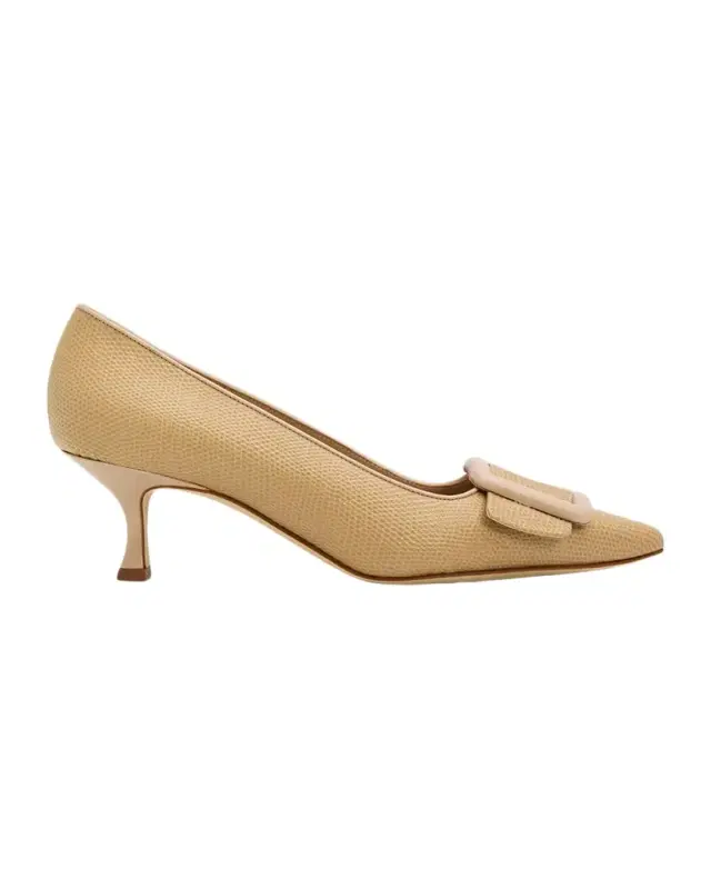 50mm Maysale Embossed Leather Slingback Pumps