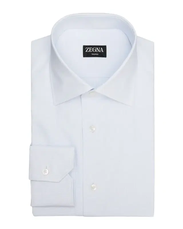 ZEGNA Men 's Trofeo Cotton Micro-Check Dress Shirt