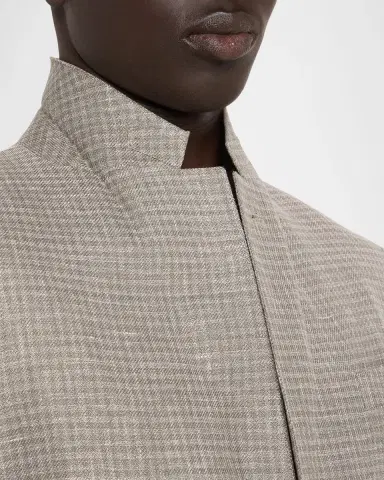 Zegna Men's Linen and Wool Check Single-Breasted Jacket | Thumbnail 7 Zegna Men's Linen and Wool Check Single-Breasted Jacket | Thumbnail 7