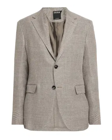 Zegna Men's Linen and Wool Check Single-Breasted Jacket | Thumbnail 1 Zegna Men's Linen and Wool Check Single-Breasted Jacket | Thumbnail 1