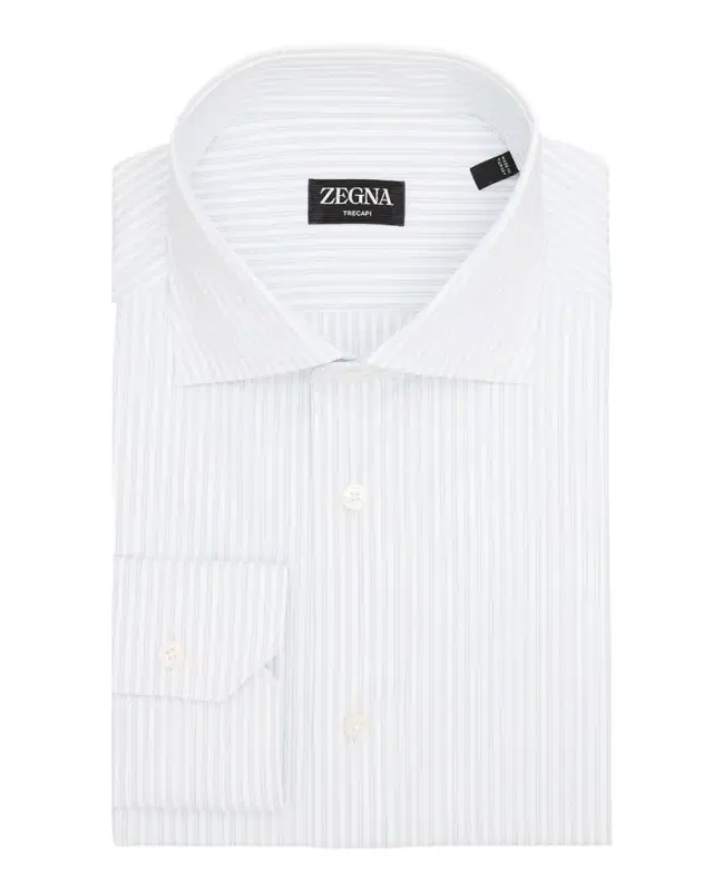 ZEGNA Men 's Trecapi Cotton Fine Stripe Dress Shirt