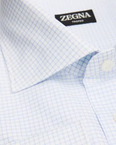 ZEGNA Men's Trofeo Cotton Micro-Check Dress Shirt | Thumbnail 2 ZEGNA Men's Trofeo Cotton Micro-Check Dress Shirt | Thumbnail 2
