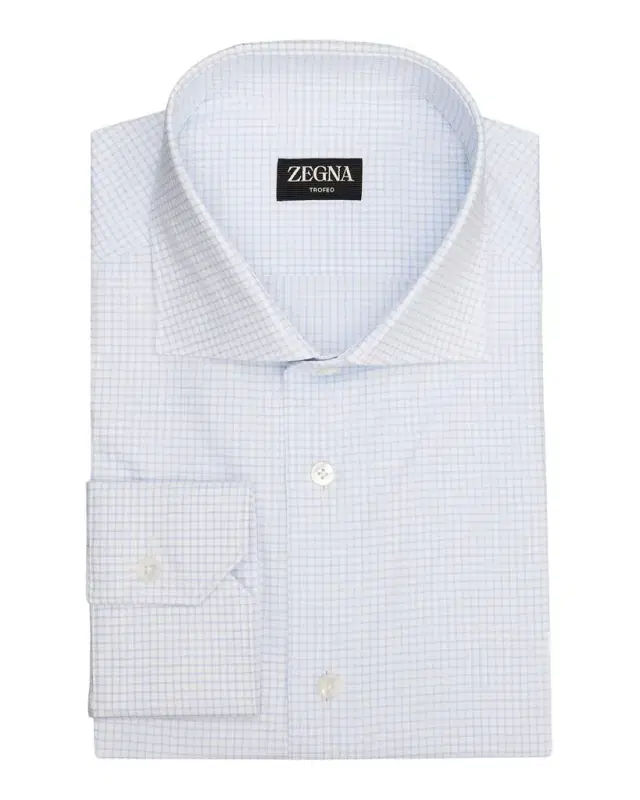 ZEGNA Men 's Trofeo Cotton Micro-Check Dress Shirt