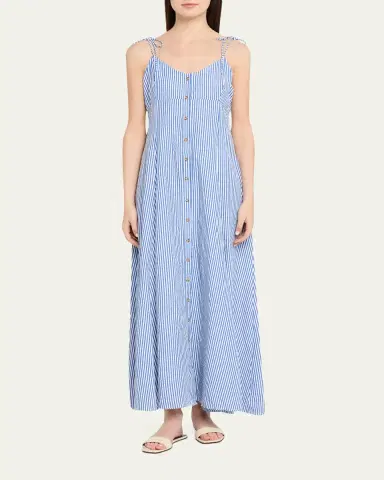 Rosie Assoulin High Garden Striped Button-Front Maxi Dress | Thumbnail 2