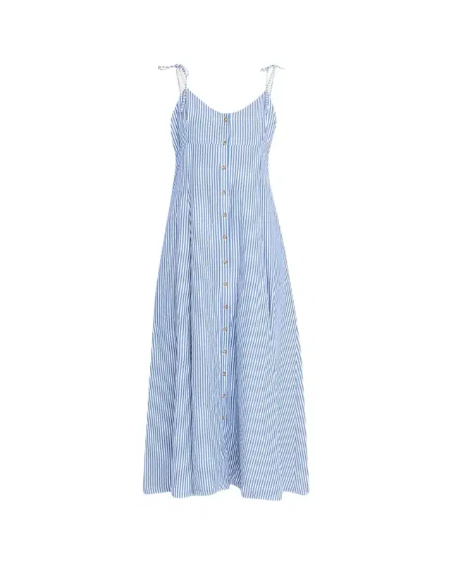 Rosie Assoulin High Garden Striped Button-Front Maxi Dress