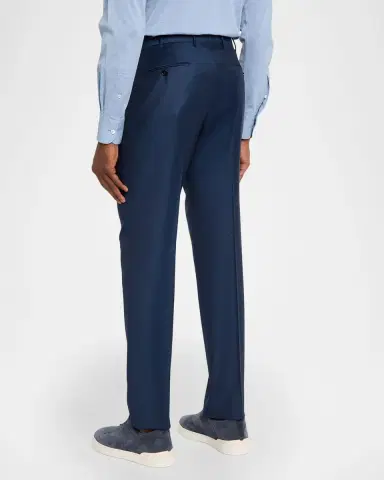 ZEGNA Men's Trofeo Wool Slim Flat-Front Pants | Thumbnail 3