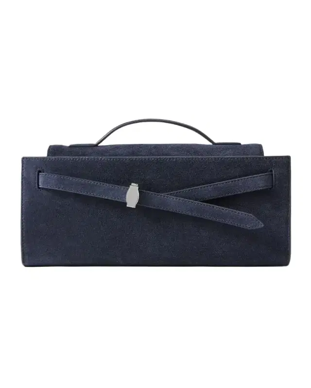 Veronica Beard Dash Belted Suede Top-Handle Bag