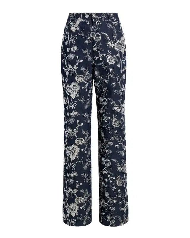 Garden Embroidered Straight-Leg Jeans