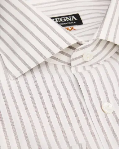 Zegna Men's Centoventimila Cotton Stripe Dress Shirt | Thumbnail 2 Zegna Men's Centoventimila Cotton Stripe Dress Shirt | Thumbnail 2