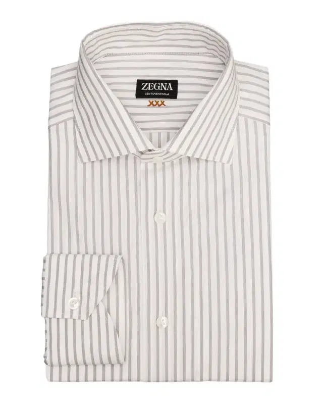 ZEGNA Men 's Centoventimila Cotton Stripe Dress Shirt