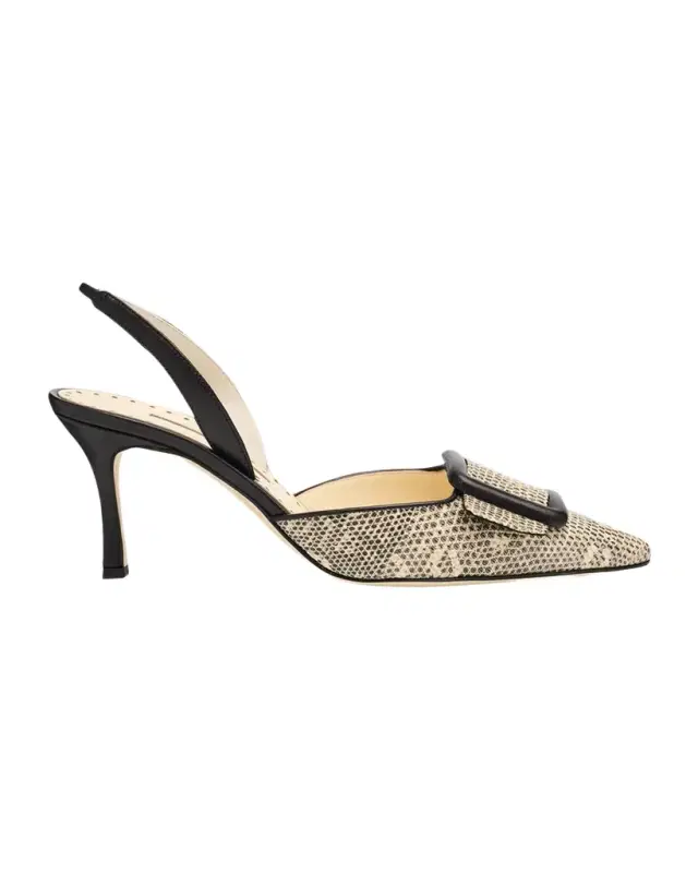 70mm Mayslibi Embossed Leather Slingback Pumps