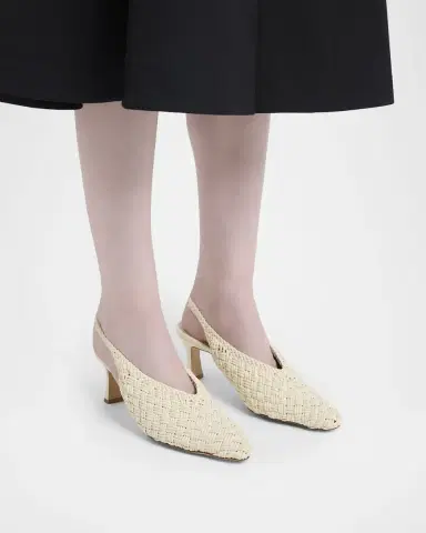 Bottega Veneta Sofia Intreccio Leather Slingback Pumps | Thumbnail 2