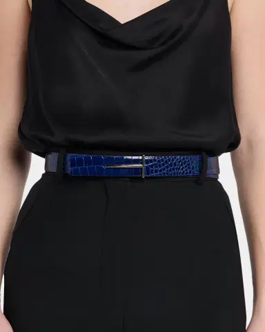 Tom Ford Slim T Croc-Embossed Leather Belt | Thumbnail 2