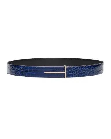 Tom Ford Slim T Croc-Embossed Leather Belt | Thumbnail 1