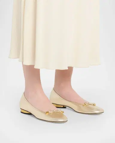 Tod's Metallic Leather Ballerina Flats | Thumbnail 2