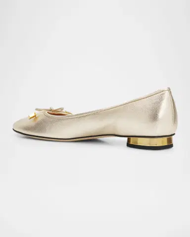 Tod's Metallic Leather Ballerina Flats | Thumbnail 4