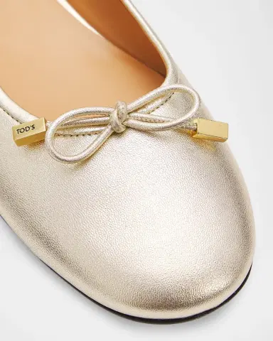 Tod's Metallic Leather Ballerina Flats | Thumbnail 5
