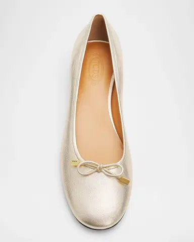 Tod's Metallic Leather Ballerina Flats | Thumbnail 6