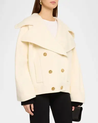 Balmain 6-Button Wool-Cashmere Oversized Coat | Thumbnail 3