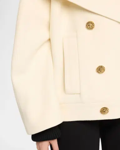 Balmain 6-Button Wool-Cashmere Oversized Coat | Thumbnail 4