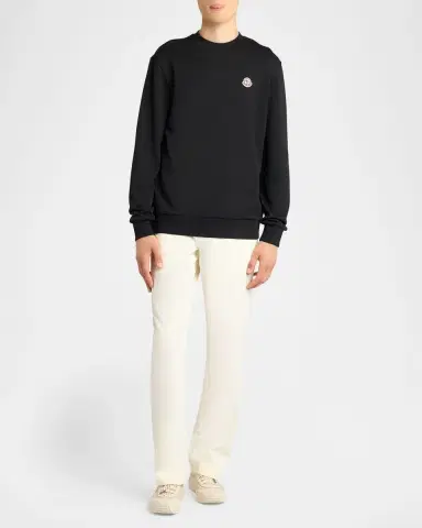Moncler Men's Cotton Fleece Sweatshirt with Felt Logo Patch | Thumbnail 2
