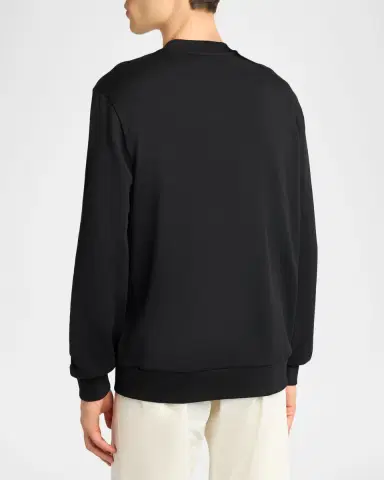 Moncler Men's Cotton Fleece Sweatshirt with Felt Logo Patch | Thumbnail 3