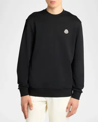 Moncler Men's Cotton Fleece Sweatshirt with Felt Logo Patch | Thumbnail 4