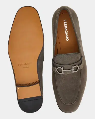 Ferragamo Men's Daytona Leather Gancini-Bit Loafers | Thumbnail 4 Ferragamo Men's Daytona Leather Gancini-Bit Loafers | Thumbnail 4