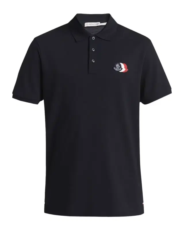 Men 's Cotton Pique Tricolor Logo Patch Polo Shirt