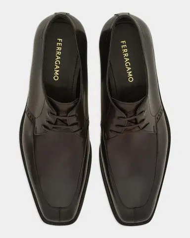 Ferragamo Men's Brogue Leather Derby Shoes | Thumbnail 4