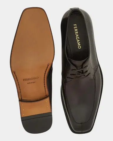 Ferragamo Men's Brogue Leather Derby Shoes | Thumbnail 5