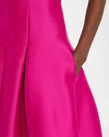 Badgley Mischka Pleated Stretch Satin Midi Dress | Thumbnail 5 Badgley Mischka Pleated Stretch Satin Midi Dress | Thumbnail 5
