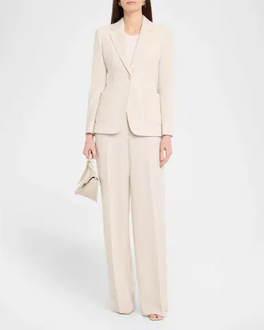 Max Mara Attinia Wide-Leg Wool Pique Trousers | Thumbnail 2