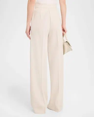 Max Mara Attinia Wide-Leg Wool Pique Trousers | Thumbnail 3
