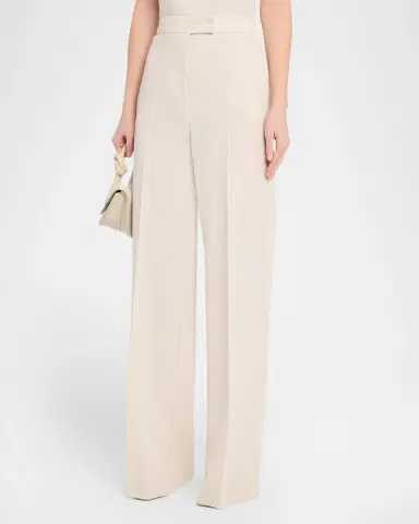 Max Mara Attinia Wide-Leg Wool Pique Trousers | Thumbnail 4