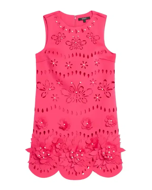 Scalloped Cutout Embellished Mini Dress