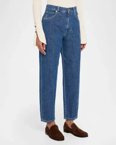 Max Mara Asia Cropped Cotton Denim Candle-Leg Jeans | Thumbnail 4 Max Mara Asia Cropped Cotton Denim Candle-Leg Jeans | Thumbnail 4