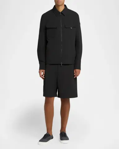 Moncler Men's Polyester Double Pocket Full-Zip Shirt Jacket | Thumbnail 2