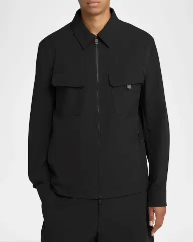 Moncler Men's Polyester Double Pocket Full-Zip Shirt Jacket | Thumbnail 4