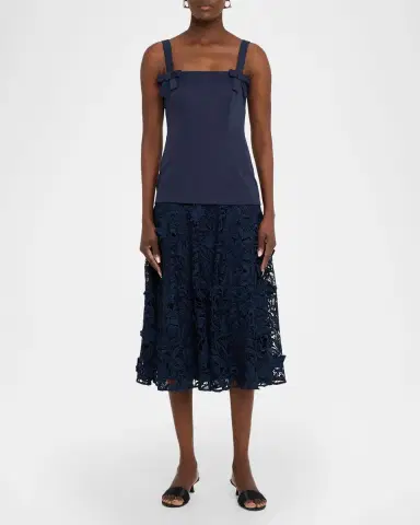Badgley Mischka Sleeveless Lace-Skirt Midi Dress | Thumbnail 2
