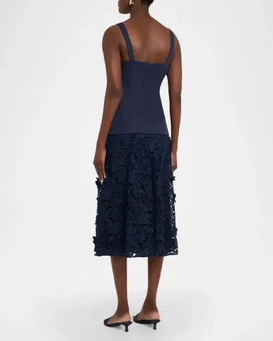 Badgley Mischka Sleeveless Lace-Skirt Midi Dress | Thumbnail 3