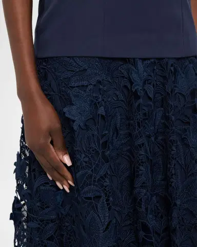 Badgley Mischka Sleeveless Lace-Skirt Midi Dress | Thumbnail 5