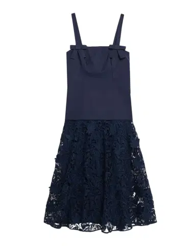 Badgley Mischka Sleeveless Lace-Skirt Midi Dress | Thumbnail 1