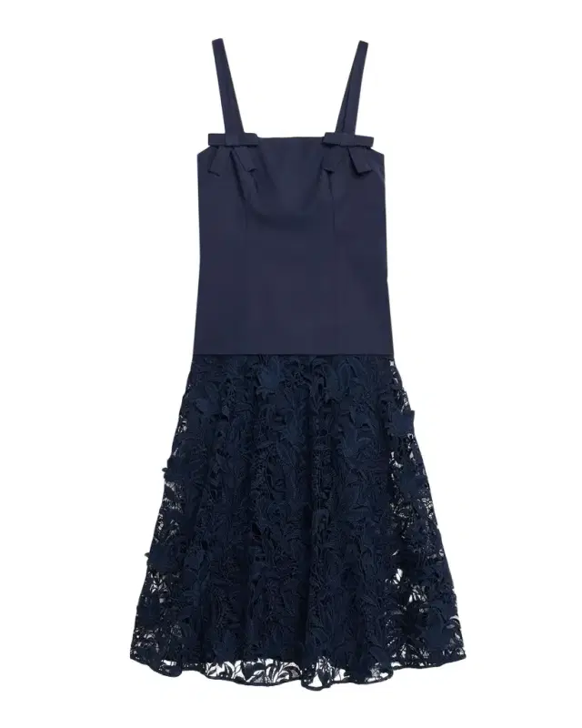 Sleeveless Lace-Skirt Midi Dress