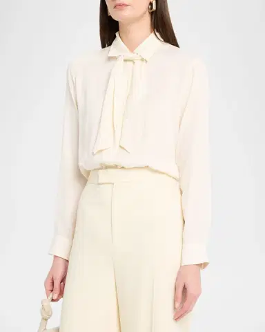 Max Mara Colmo Tie-Neck Silk Blouse | Thumbnail 4 Max Mara Colmo Tie-Neck Silk Blouse | Thumbnail 4
