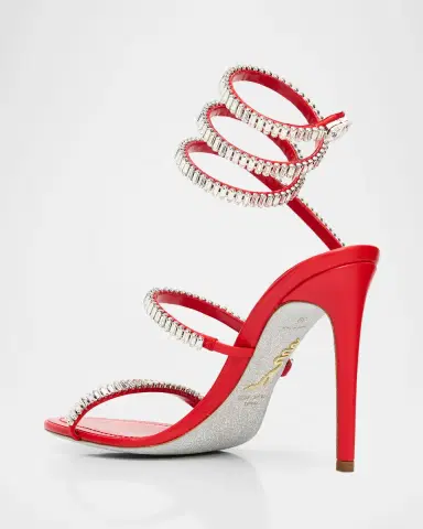 René Caovilla 105mm Cleo Baguette Crystal Satin Snake-Wrap Sandals | Thumbnail 4