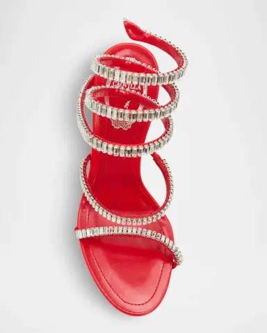 René Caovilla 105mm Cleo Baguette Crystal Satin Snake-Wrap Sandals | Thumbnail 6